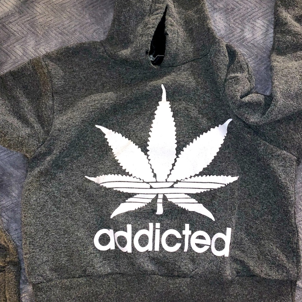 Dark gray “addicted” crop hoodie